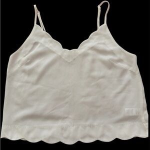 Scalloped V-Neck Cami Tank in Ivory